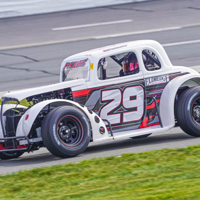 Cole Robie practice at New Hampshire Motor Speedway during the 2024 Granite State Legends Cars weekend in July.