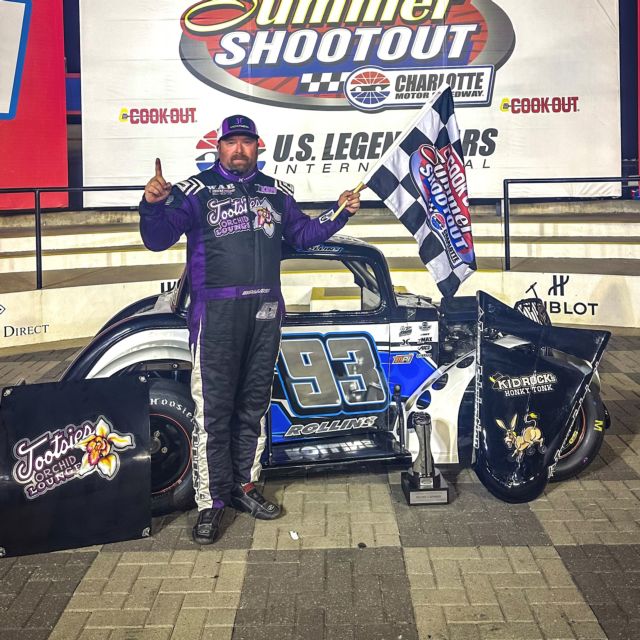 Kevin Rollins in Charlotte Motor Speedway victory lane after his first career Summer Shootout win. 