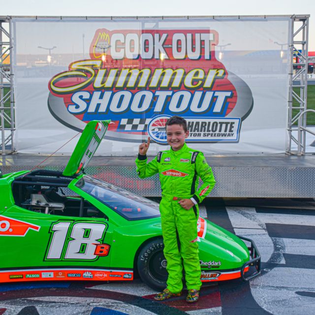 Brexton Busch on the frontstretch of Charlotte Motor Speedway following his Round 5 Bandits Division victory. 