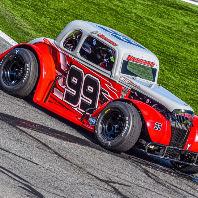 Spencer Bradshaw's no. 99 Legend Car during Cook Out Summer Shootout qualifying at Charlotte Motor Speedway